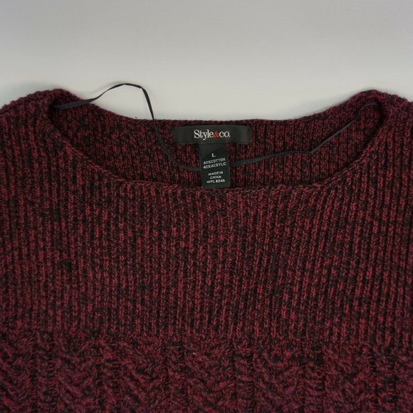 Style & Co Cable Knit Sweater Dress Purple Black L - Picture 7 of 8